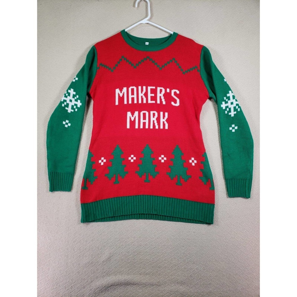 Makers Mark Sweater Mens XL Pullover Red Christmas Sweatshirt Long Sleeve Knit